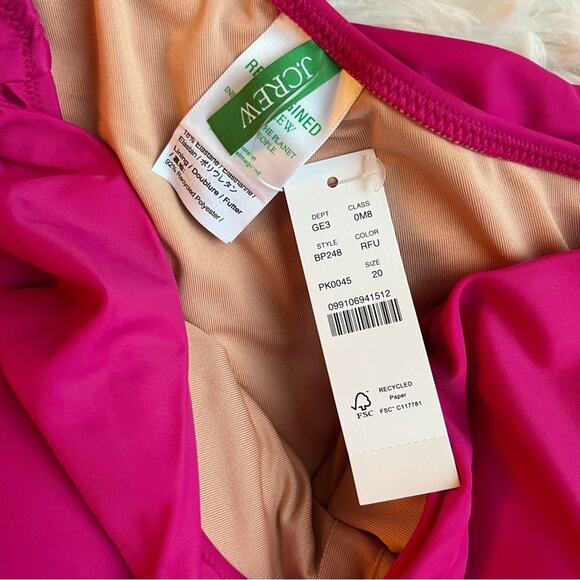 🆕 J. Crew Pink Swim Dress Skirt Asymmetrical Ruched One Shoulder Blogger Fan Fav - Picture 8 of 16